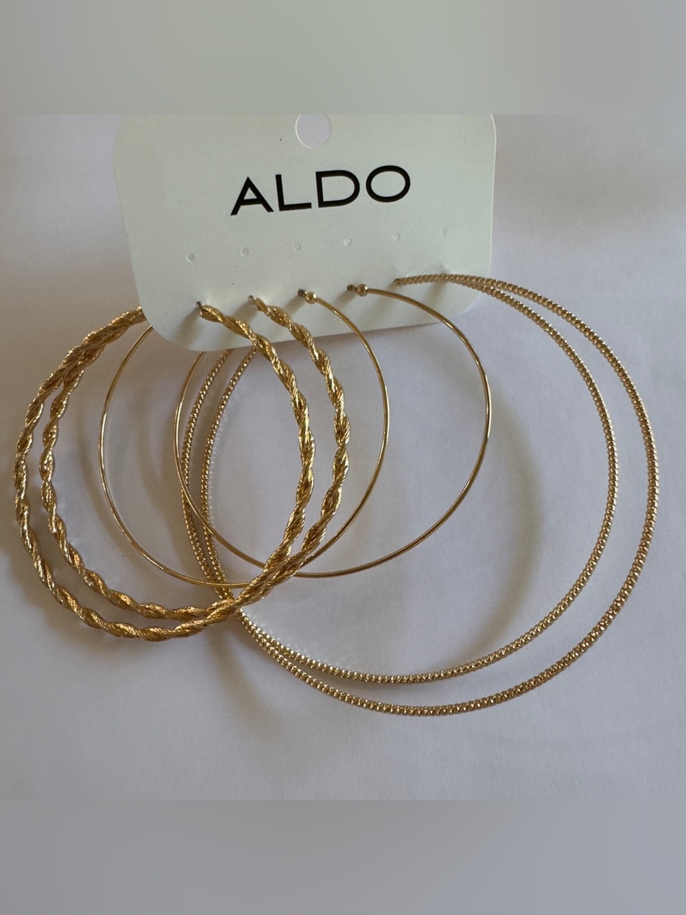 ALDO Gold Multi-Texture Hoop Earring Set